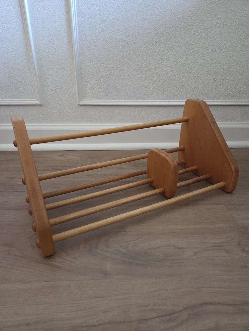 Vtg Mid Century Modern Wood Expandable Sliding Tabletop Bookshelf Book Rac Decor - Picture 4 of 8